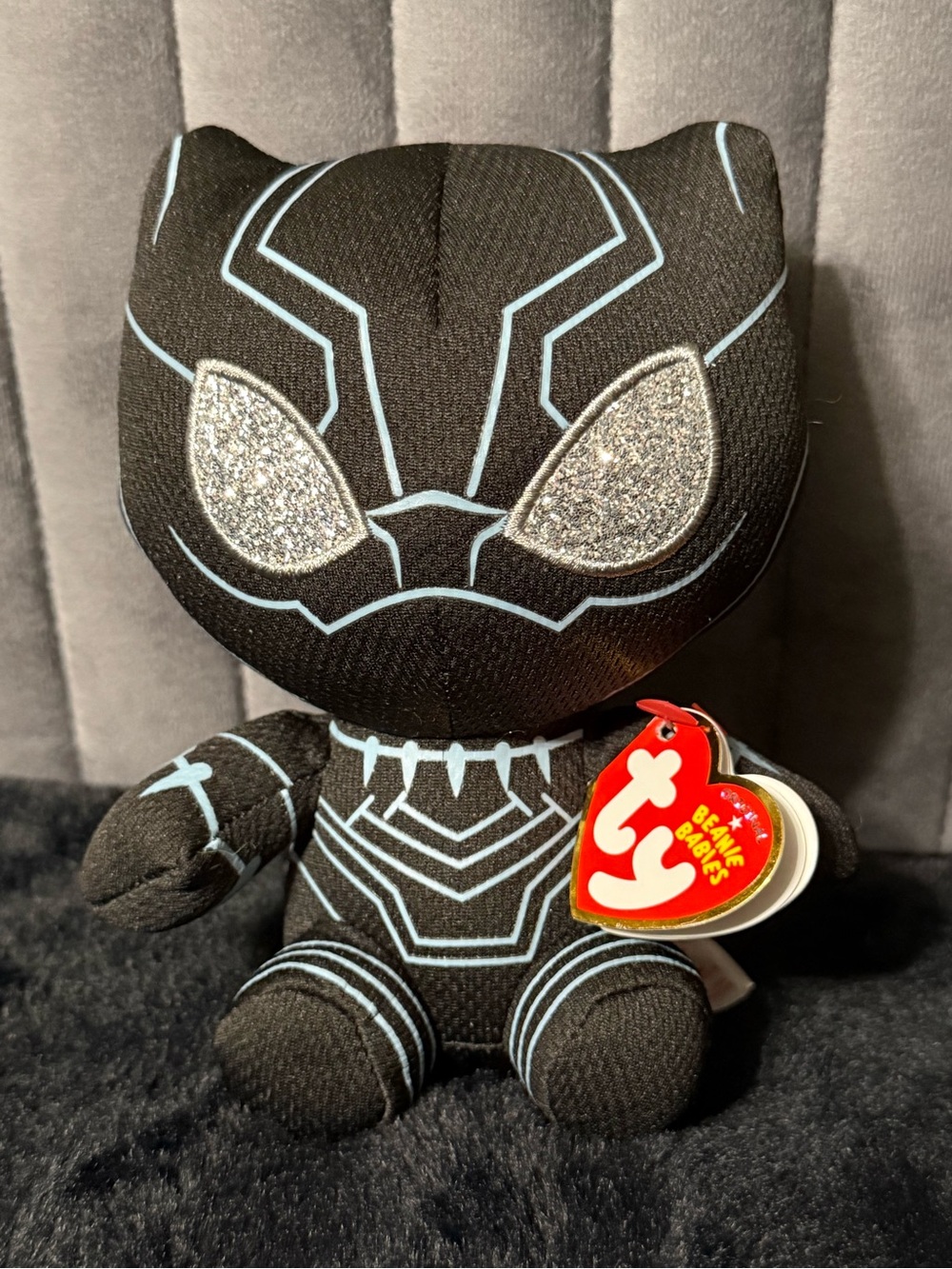 Ty Beanie Babies Marvel Black Panther Plush 2020 Glitter Eyes Superhero Toy